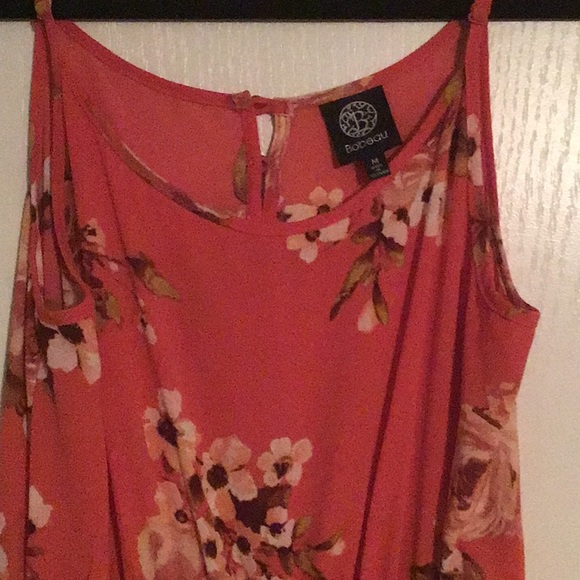 Coral and Floral Maxi Dress- Medium - Picture 2 of 5